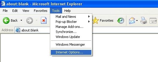 Step 1：Open IE, go to the "Tools" menu and select "Internet Options"