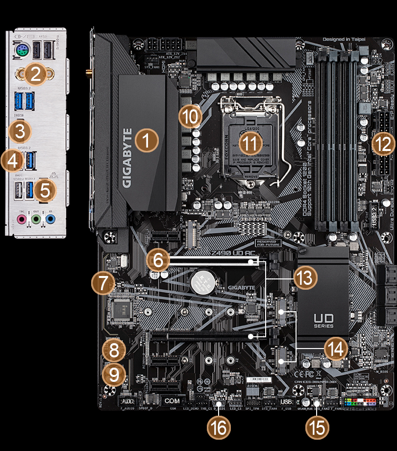 GIGABYTE Z490 UD AC LGA1200 マザーボード CPU/メメモリ4G