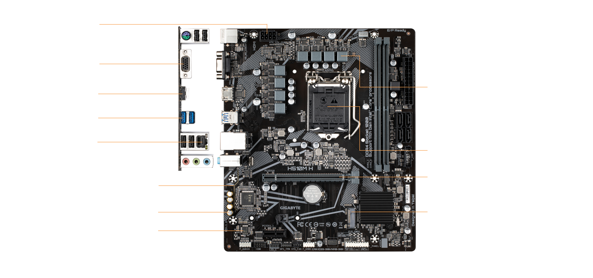 Gigabyte h510m h подключение