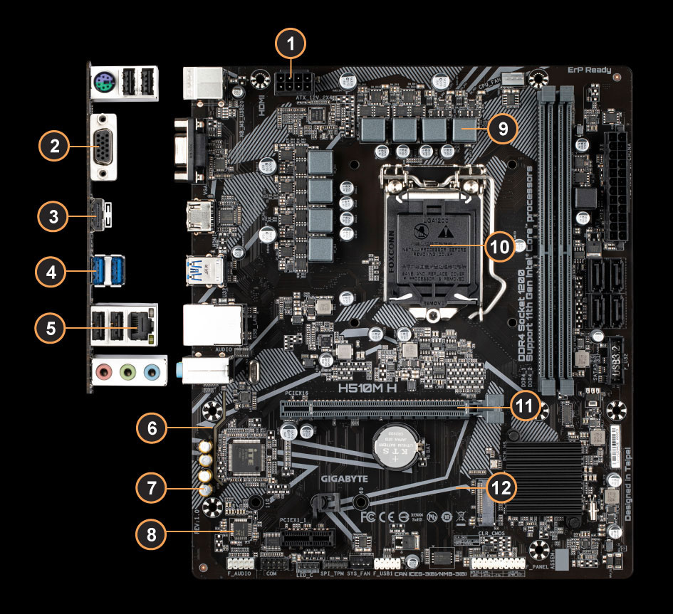 Placa Mãe Gigabyte H510M H, Chipset H510, Intel LGA 1200, mATX, DDR4 -  Concórdia Informática - Sua Loja