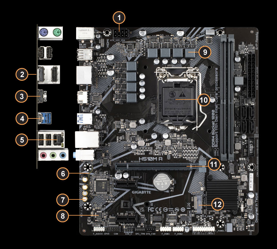 Gigabyte h510m h подключение