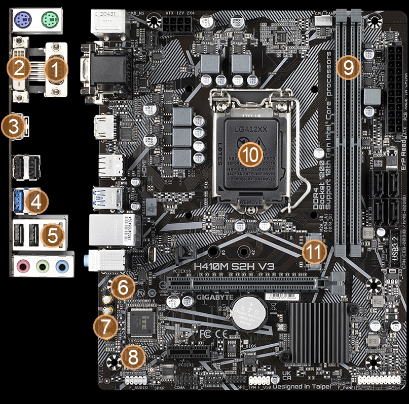 Placa-Mãe Gigabyte H410M H V3 Intel LGA1200 DDR4 M.2 NVMe - Ibyte