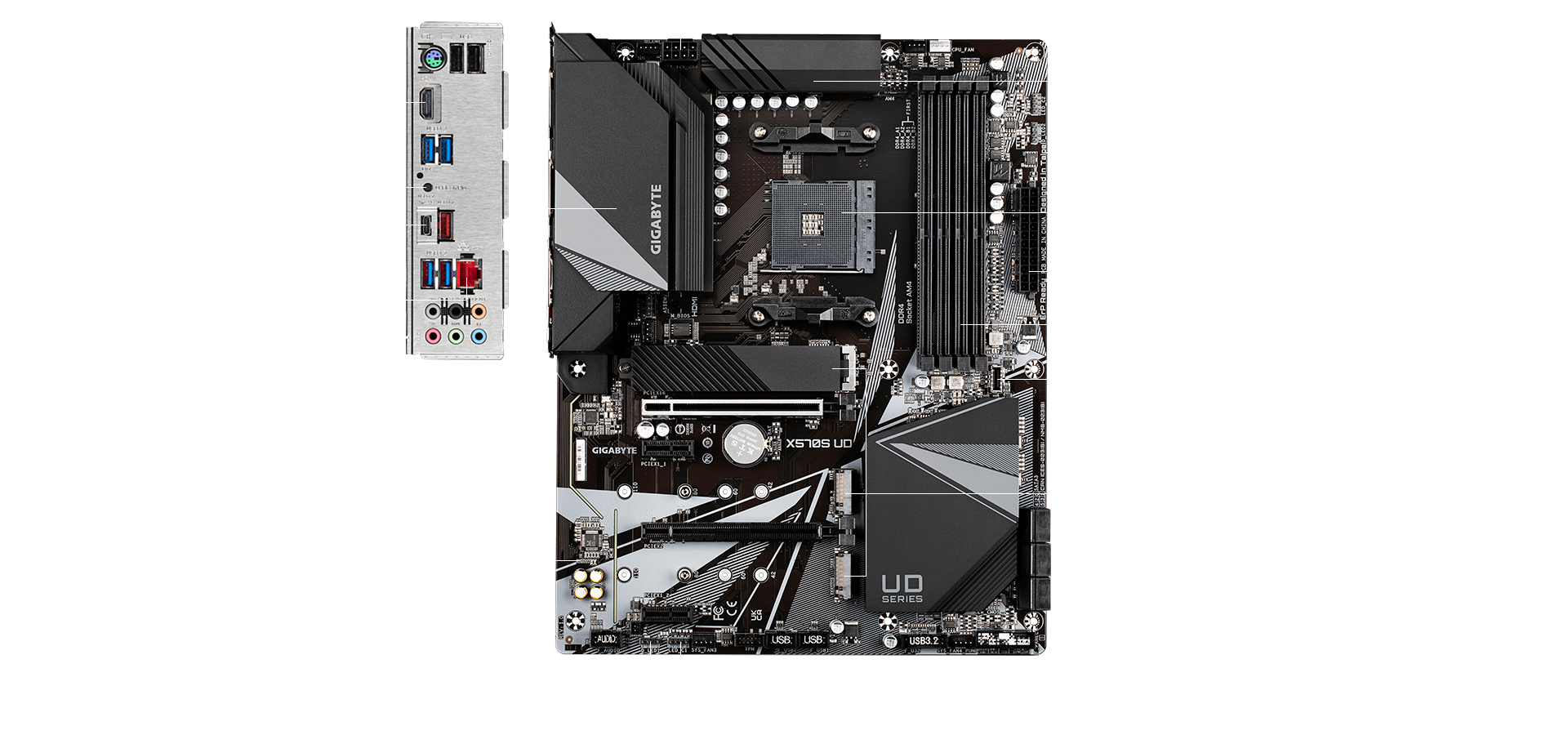 MOTHERBOARD GIGABYTE AM4 X570S UD BOX ATX