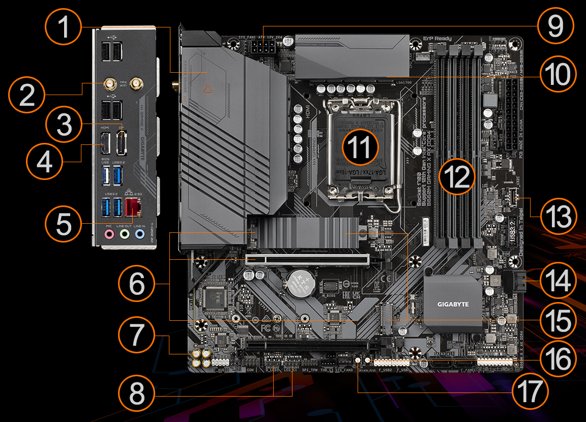 Gigabyte B660M GAMING AC DDR4 placa base Intel B660 LGA 1700 micro ATX