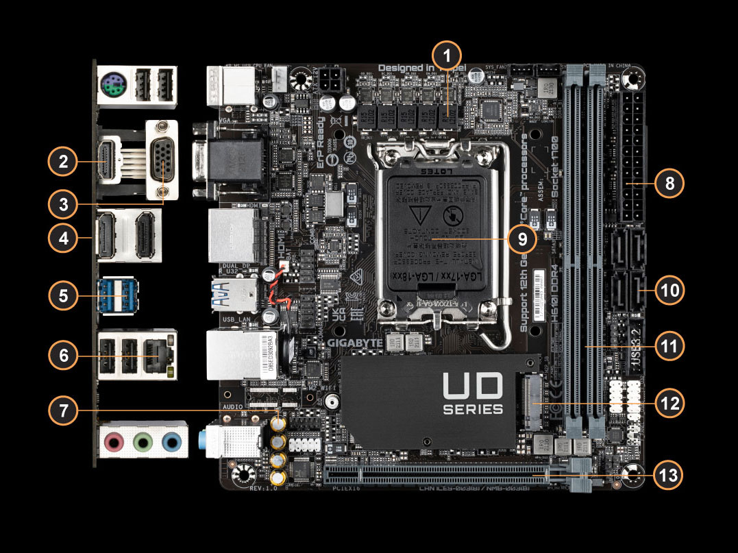 Mother Gigabyte H610i Lga1700 Ddr4 Mini Itx (solo En Maquina Armada)