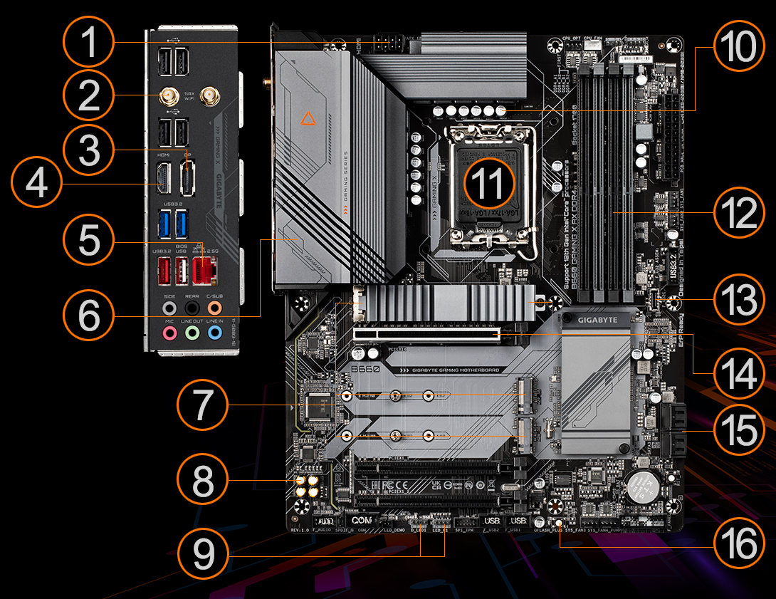 Placa-mãe Gigabyte B660m Gaming X Ddr4 Micro Atx, Lga1700, 4x Ddr4