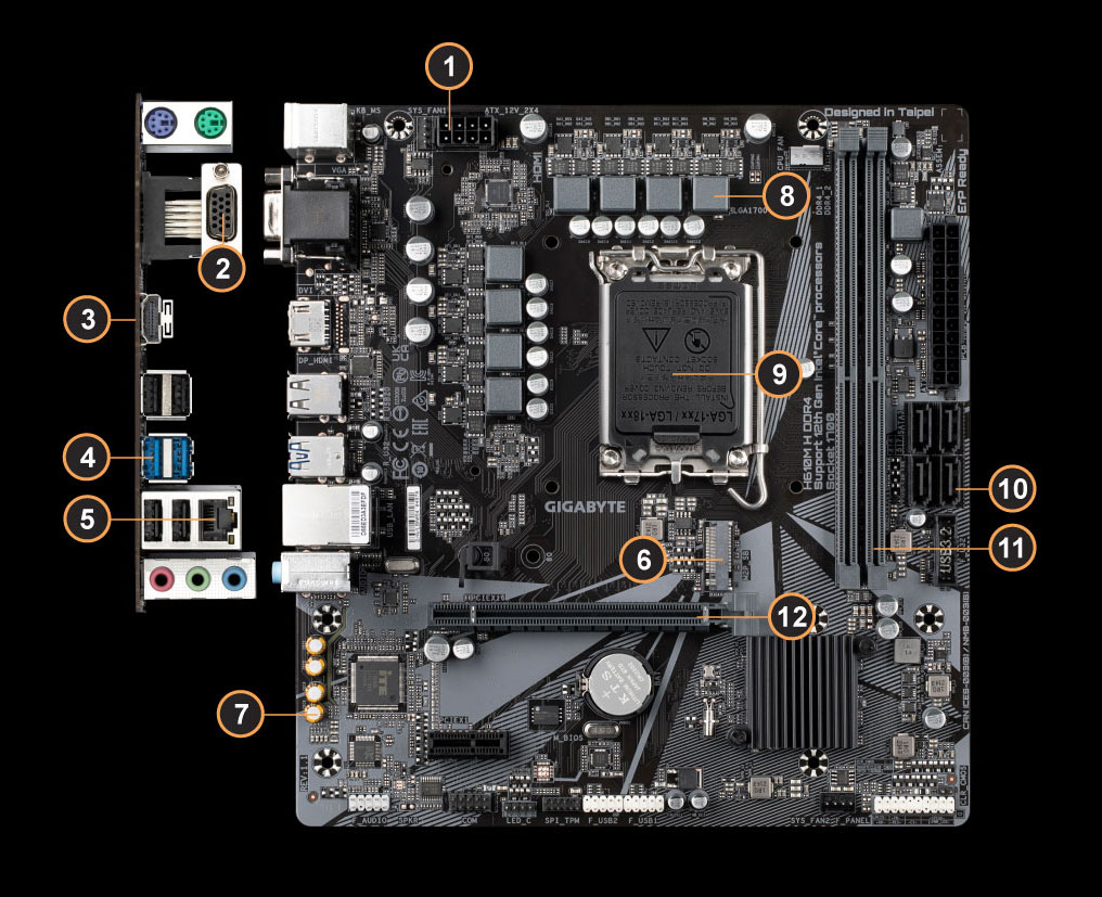 Gigabyte H610M H V2 DDR4 Micro-ATX - Carte mère Gigabyte