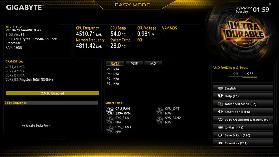 Carte Mère Gigabyte X670 GAMING X AX ATX AM5 DDR5 WIFI