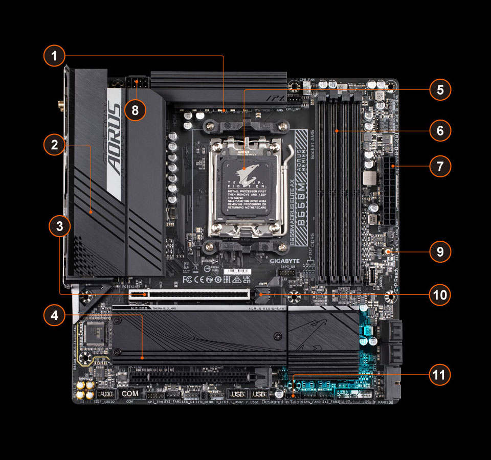 GIGABYTE B650M K (AM5/ LGA 1718/ AMD/ B650/ Micro-ATX/ 5-Year Warranty/  DDR5/ 2X PCIe 4.0 M.2/ PCIe 4.0/ USB 3.2 Gen2 Type-C/ 2.5GbE  LAN/Motherboard)