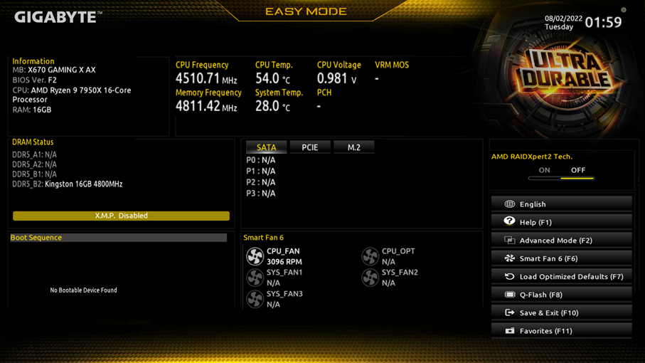 Gigabyte B650M Gaming X AX (Rev. 1.x) Socket AM5 AMD B650 DDR5