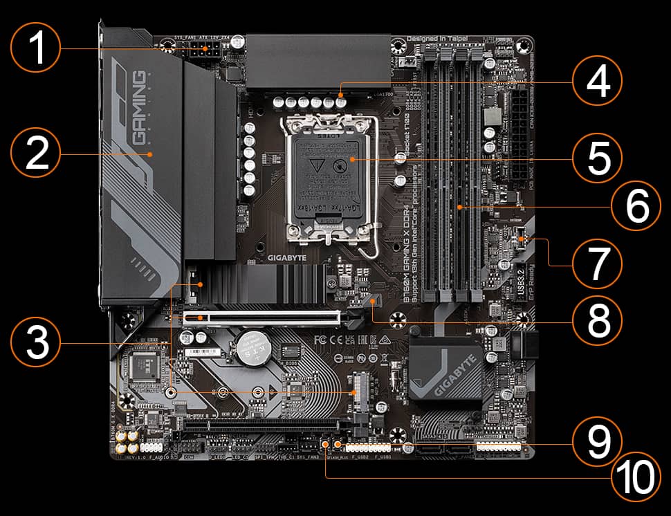 Carte mère Gigabyte Carte Mère B760M Gaming LGA 1700 Intel B760 DDR4 Micro  ATX Noir