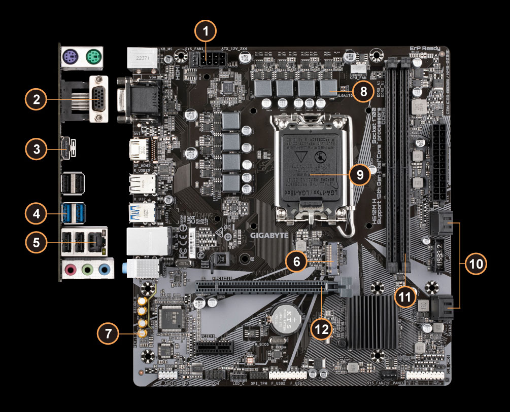 ▷ Gigabyte H610M K DDR4 1.0 carte mère Intel H610 Express LGA 1700 micro  ATX