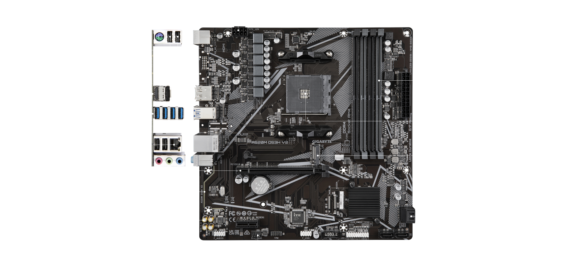 GIGABYTE MOTHERBOARD A520M DS3H PCIe X4 RGB FUSION Smart, 60% OFF