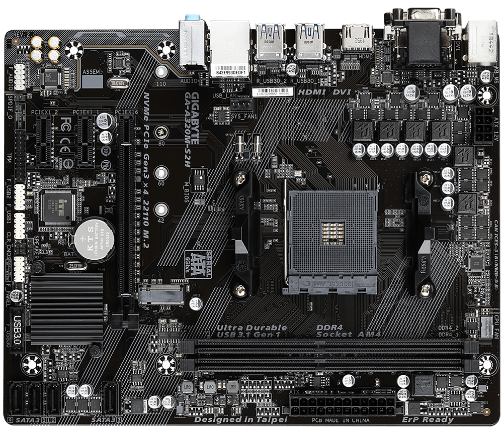 GA A320M S2H Rev. 2.0 Key features Motherboard GIGABYTE