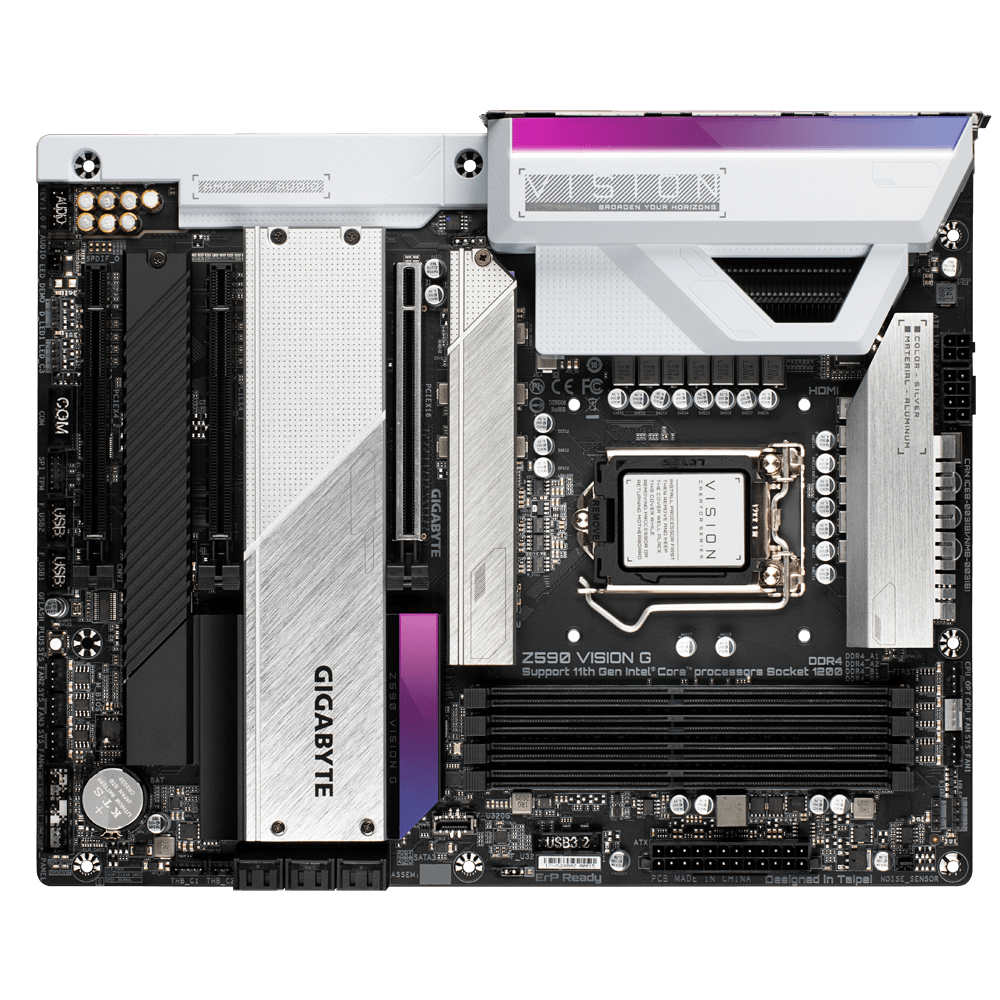 GIGABYTE Z590 VISION G LGA 1200 Intel Z590 ATX Motherboard with 4 x M.2,  PCIe 4.0, USB 3.2 Gen2X2 Type-C, 2.5GbE LAN 